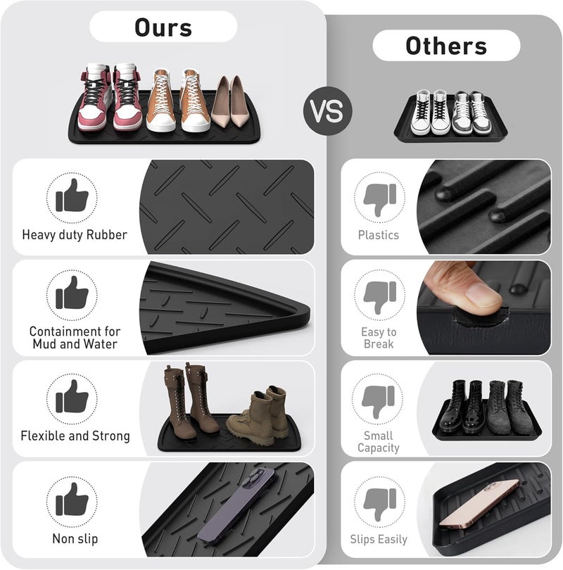 TonTool Boot Trays Heavy Duty Rubber Mat with Lip, Waterproof Shoe Mat Tray for Entryway Shoe Tray Multi-Purpose for Indoor or Outdoor 27.56 x 15.75inch - Image 5